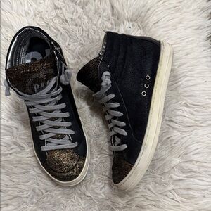 P448 Black Gold Hi Top Skater Sneakers-Size 38 US 7.5/8
